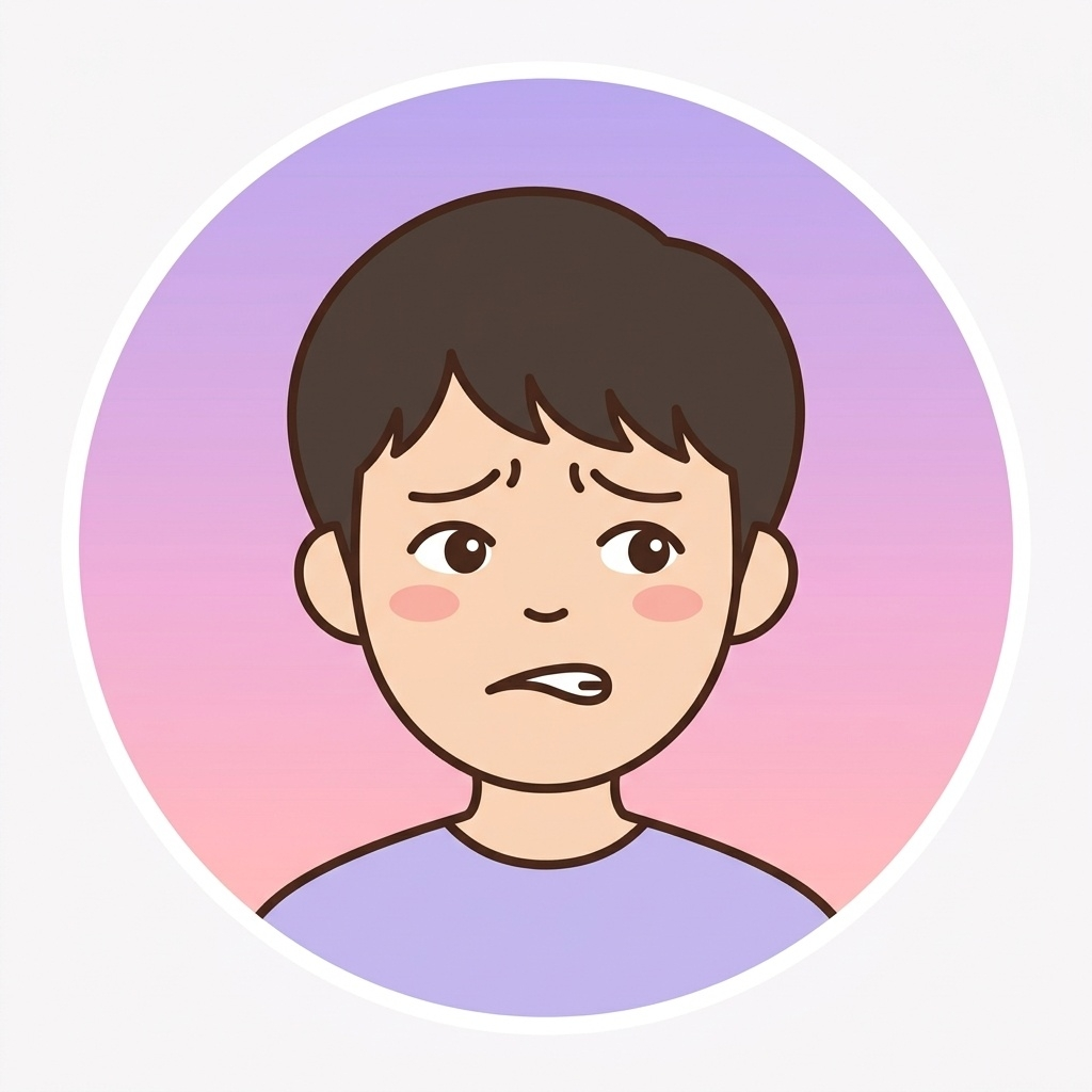 不安そうな表情の男性イラスト