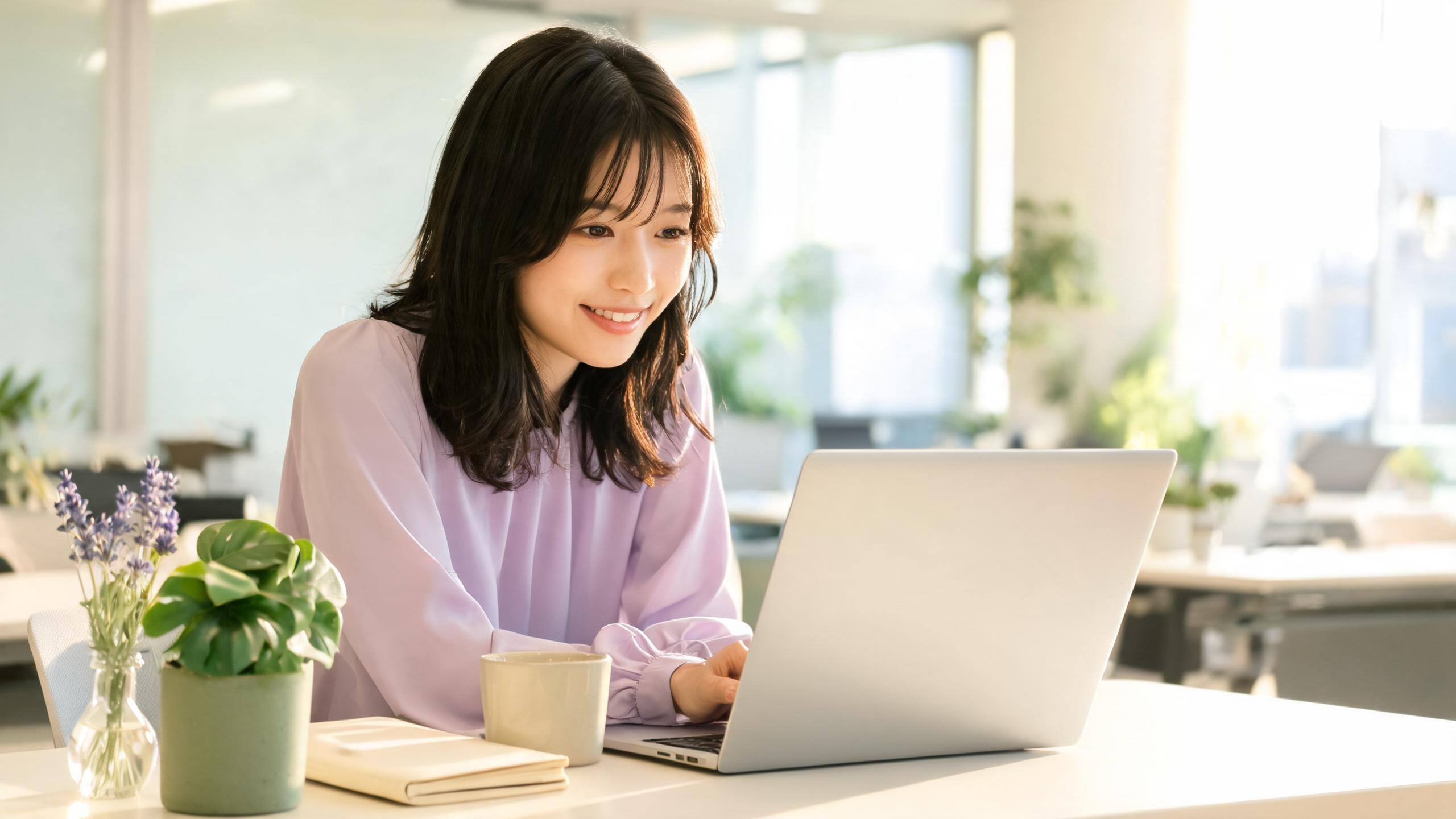 今の職場で前向きに働く様子