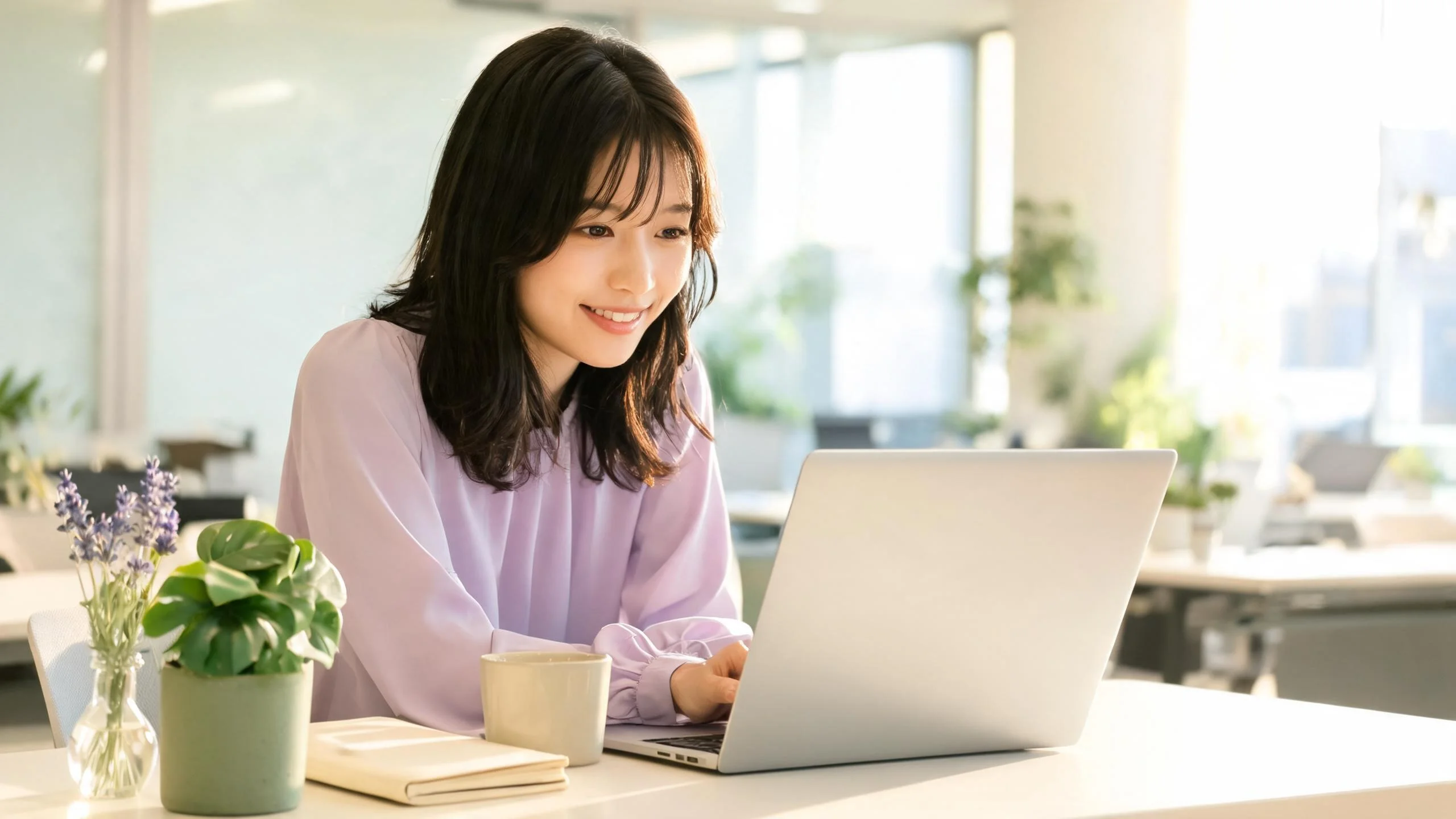 今の職場で前向きに働く様子