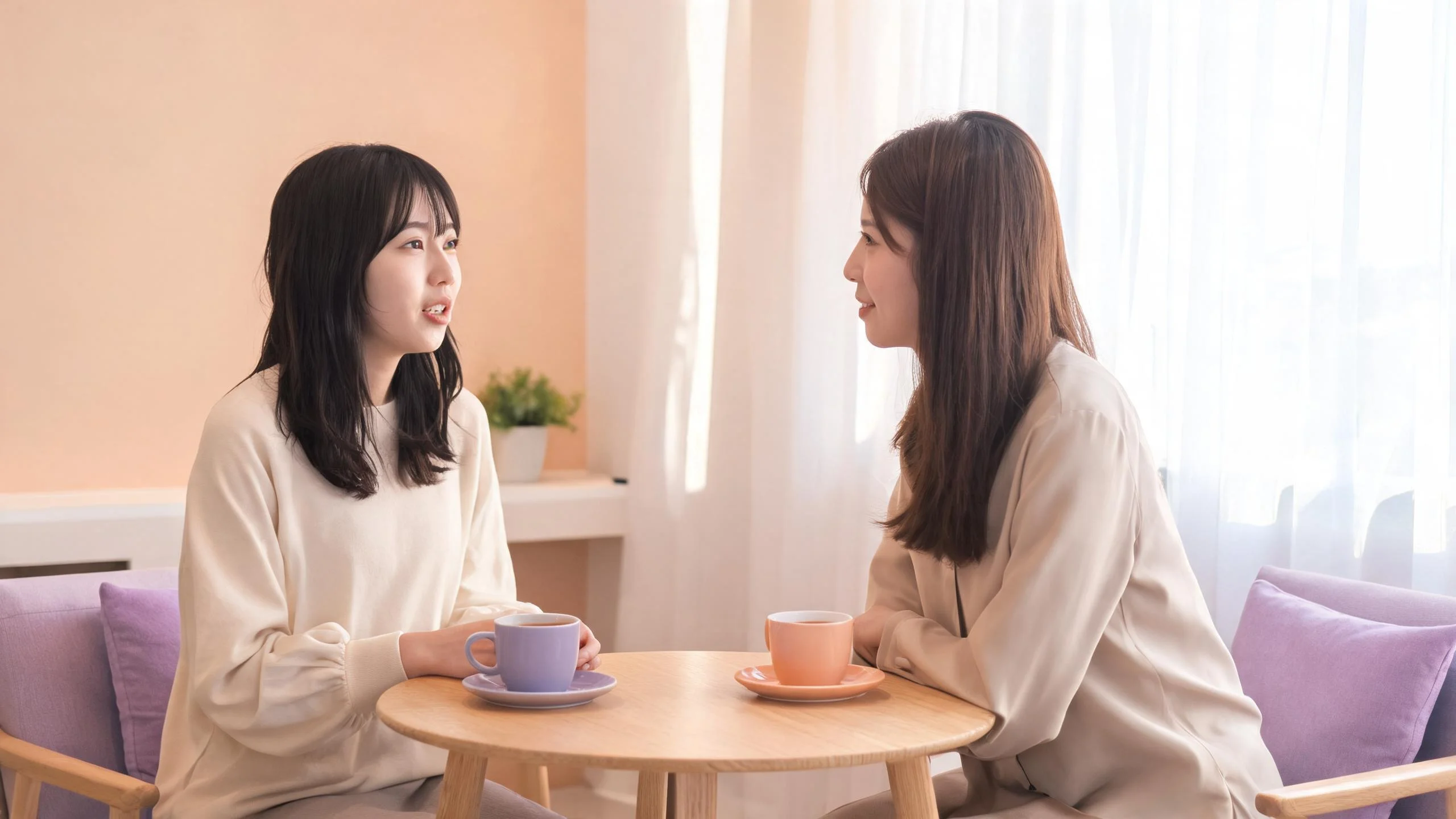 落ち着いた雰囲気で対話するイメージ